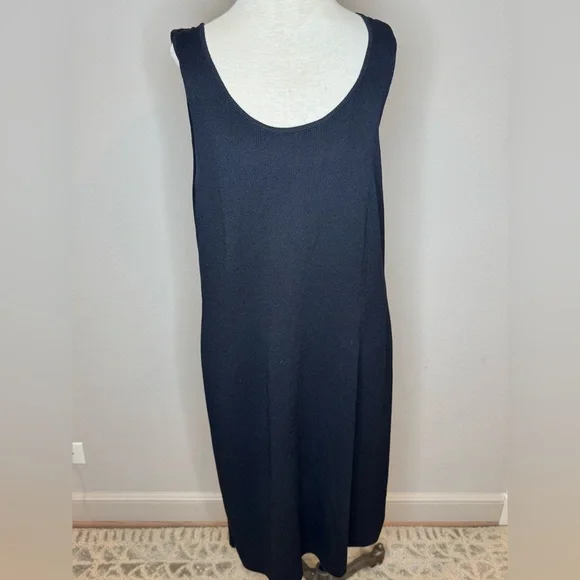 St. John Knit Elegant Black Sleeveless Dress Size 15 - Picture 2 of 4